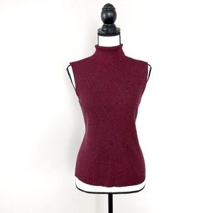 2/$20 wine red shiny sleeveless turtleneck